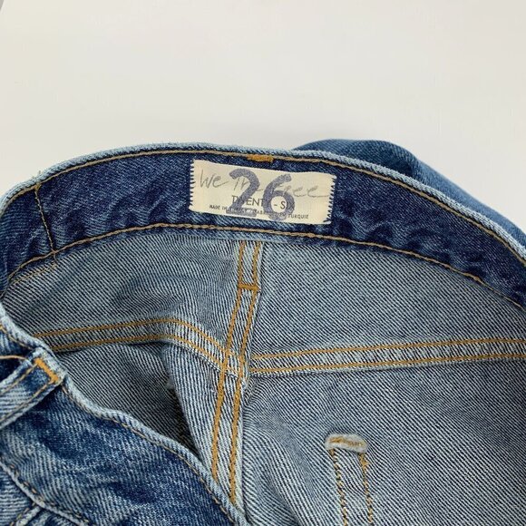 We The Free People Lasso jeans denim blue ripped knee distressed straight leg 26 - Picture 6 of 6